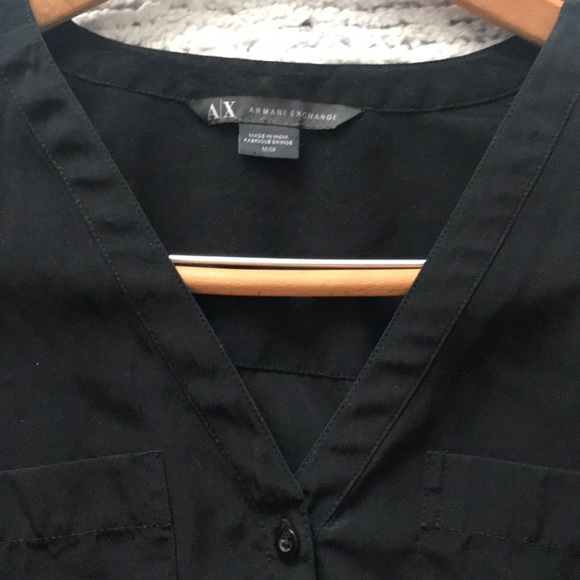 Armani Exchange black 3/4 sleeve top - Picture 2 of 3